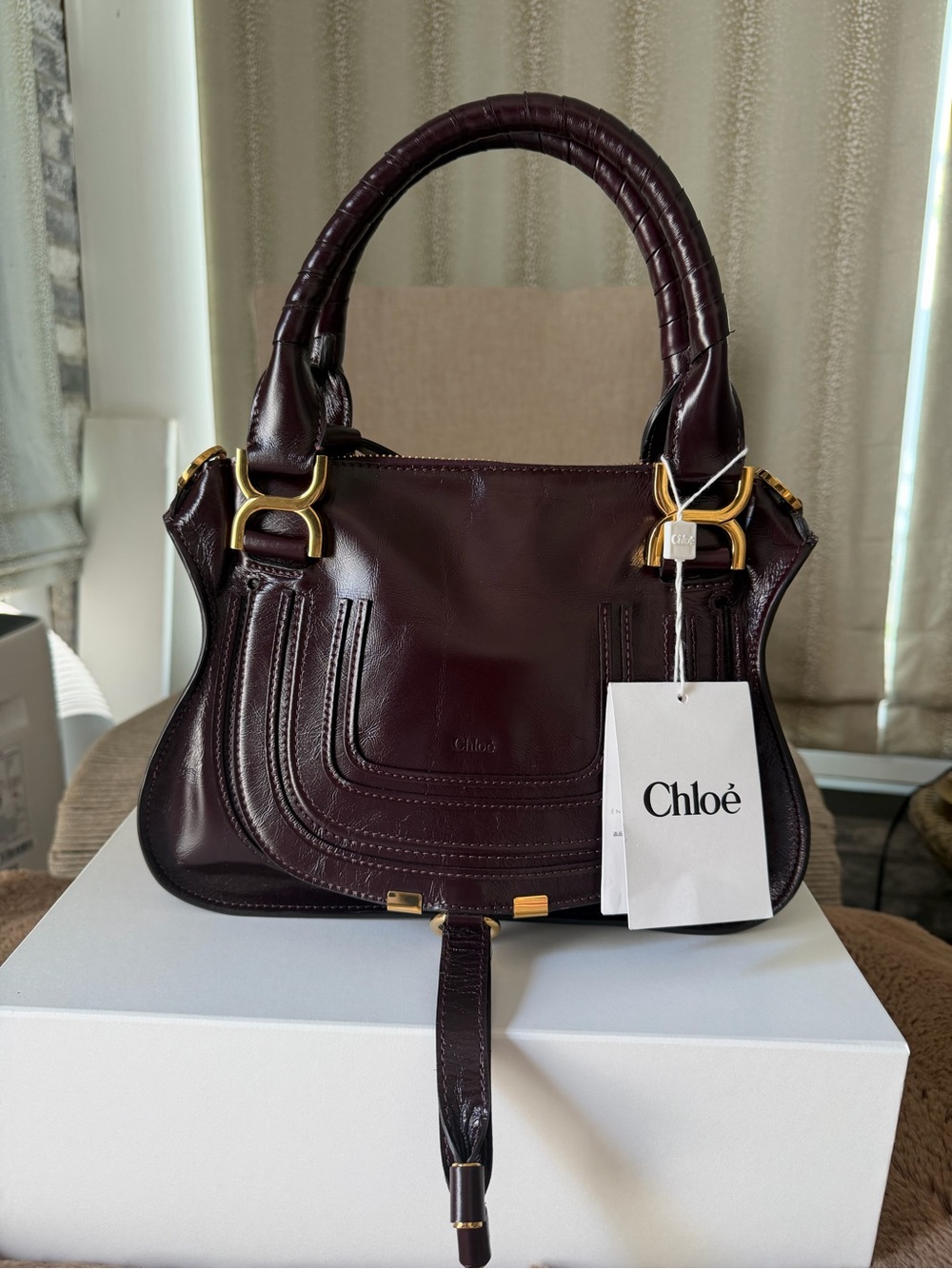 Chloe Small Top Handle Bag in Deep Burgundy